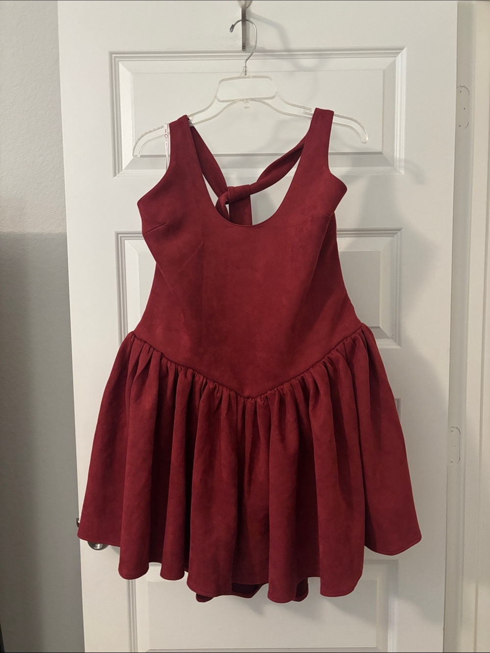 Miss Circle Maroon Suede Halter Mini Full Dress SZ XXL fit and flare formal NWT
